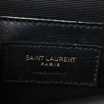 Grain De Poudre Textured Mixed Matelasse Triquilt Small Monogram Satchel Black