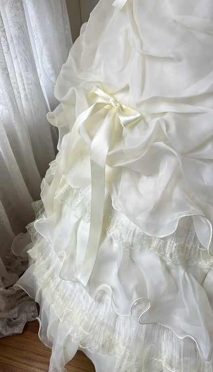 Charming Ball Gown Strapless Tiered Evening Dress Sweet 16th Dress Birthday Party Gown       D5354