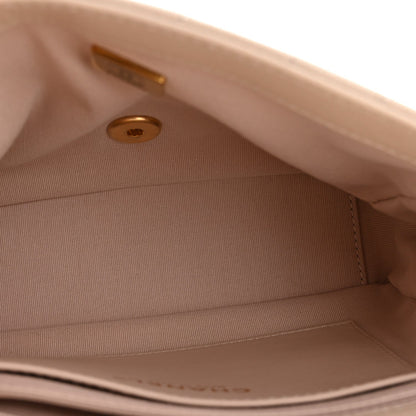 Shiny Caviar Quilted Mini Top Handle Flap Ecru