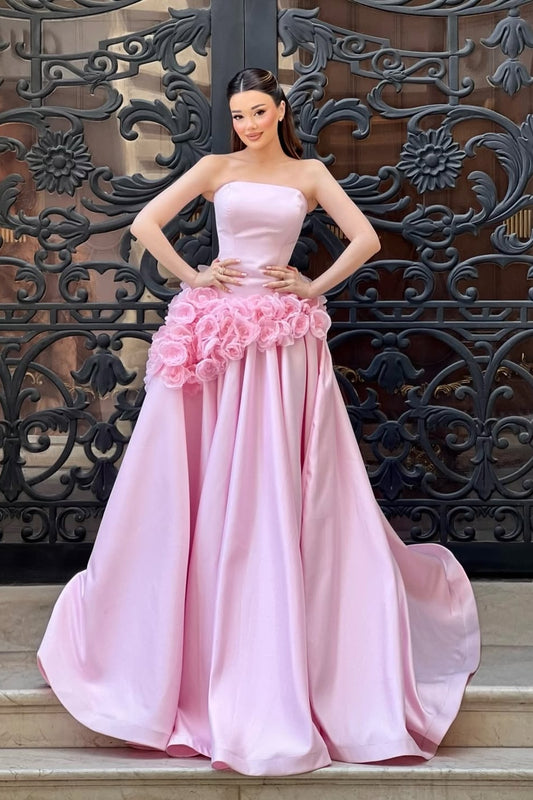 Charming Sleeveless Square A-Line Evening Dress With Handmade Flower