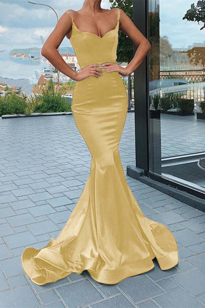 Black Spaghetti-Straps Mermaid Prom Dress