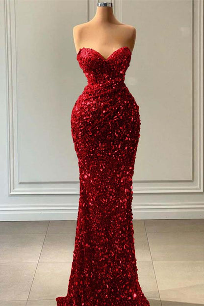 Blue Mermaid Sequins Prom Dress Sweetheart For Party