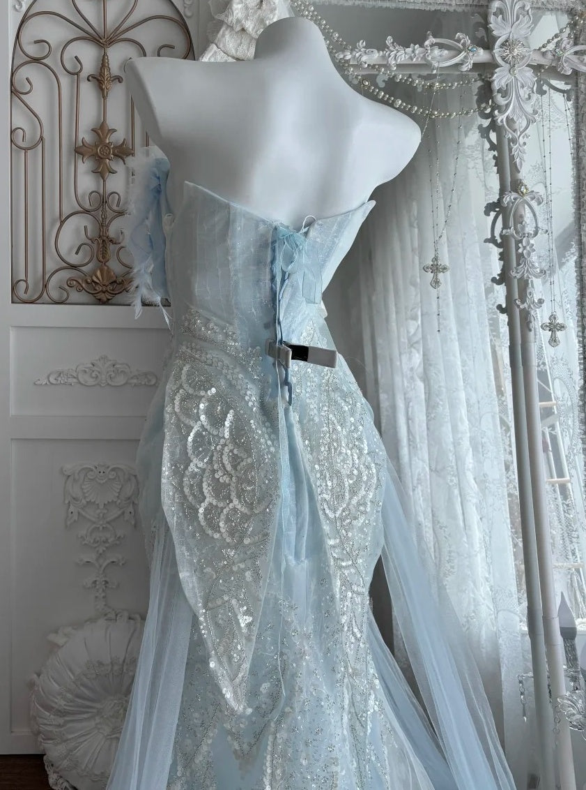 Charming Prom Dress Sweetheart Tulle Mermaid Gala Dress Evening Dress Formal Gown      D5400