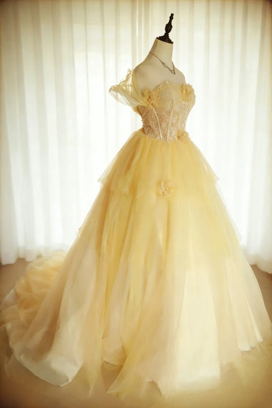 Beauty Ball Gown Off Shoulder Tulle Pleated Evening Dress Quniceanera Dress Birthday Prom Gown       D5409