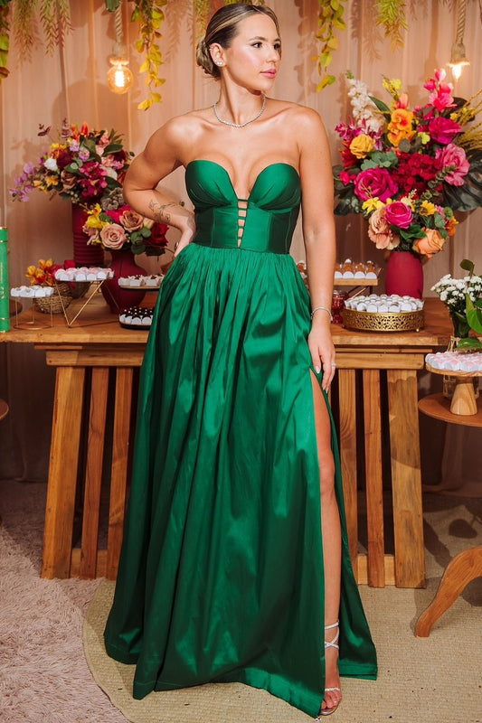 Dark Green Sleeveless Deep V-Neck Strapless Mermaid Prom Dress