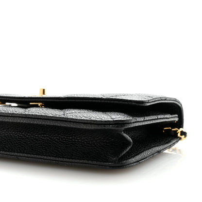 Caviar Quilted CC Turnlock Wallet On Chain WOC Black