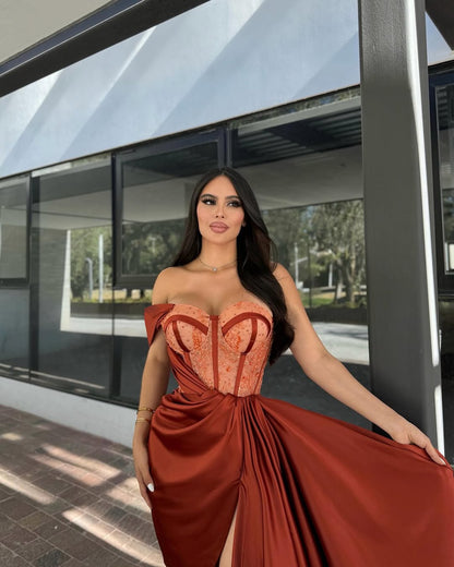 Sleeveless Strapless One-Shoulders Mermaid Beads Prom Dress