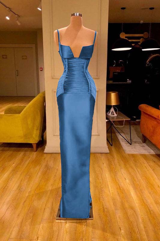 Burgundy V-Neck Spaghetti-Straps Mermaid Prom Dress