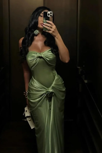 Elegant Green Sweetheart Satin Mermaid Long Formal Party Dress MD7433