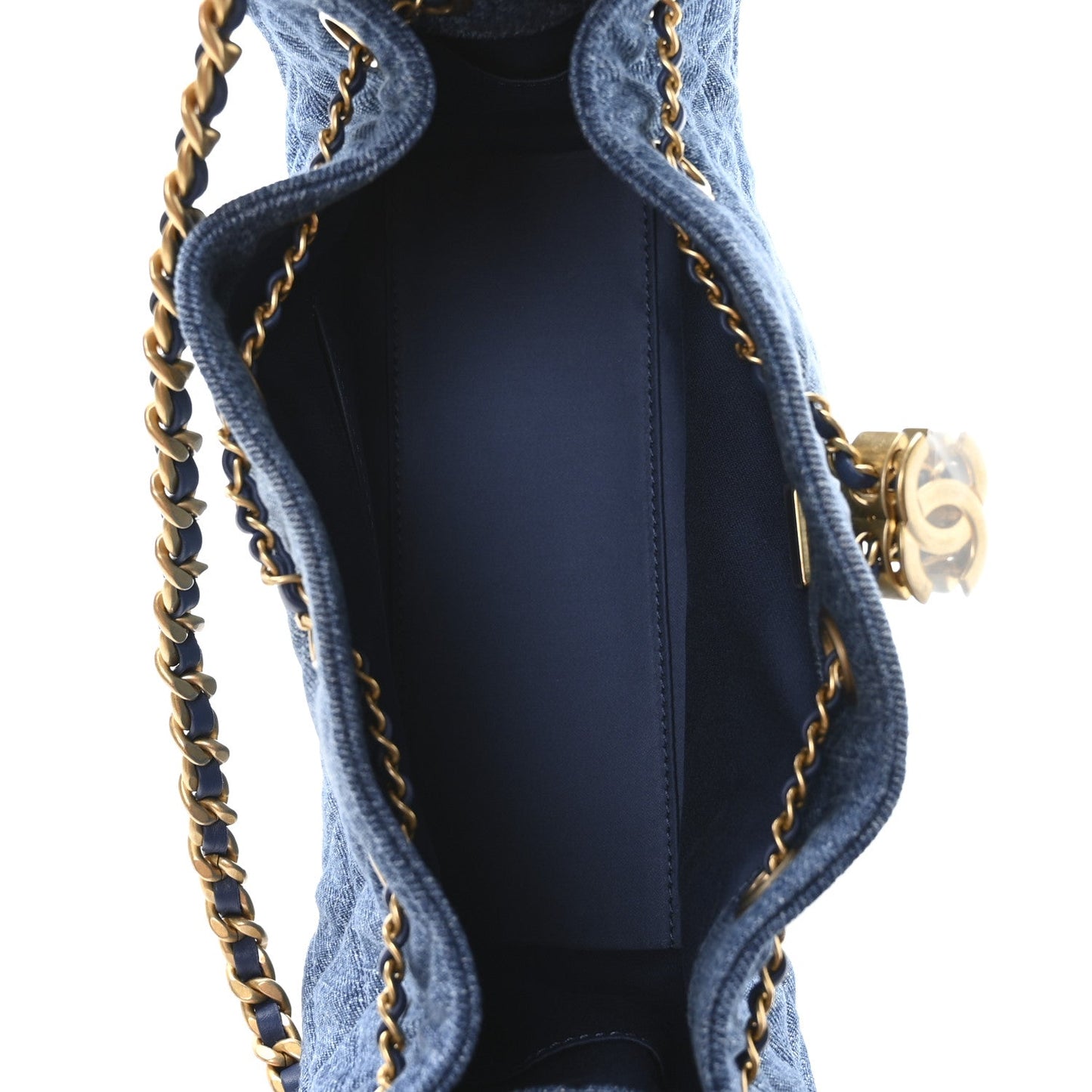 Washed Denim Quilted Mini Chanel 25 Handbag Blue