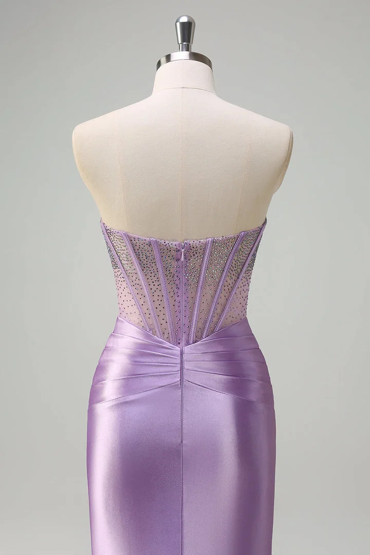 Gorgeous Strapless Sleeveless Mermaid Prom Dress With Beading
