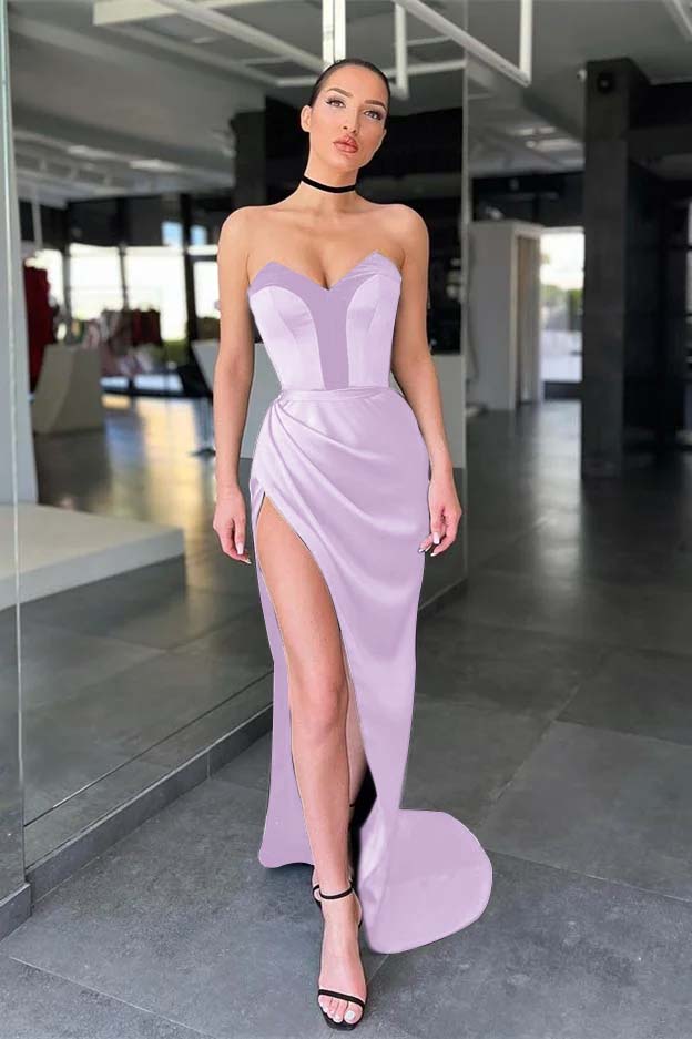 Elegant Sweetheart Mermaid Prom Black Dress With Slit