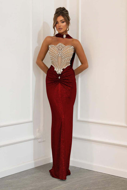Sleeveless Strapless Mermaid Prom Dress With Beads