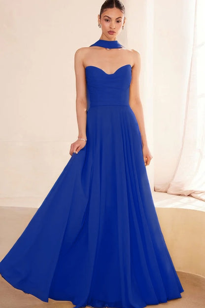 Graceful Yellow Sleeveless Strapless V-Neck Evening Dress With Scarf