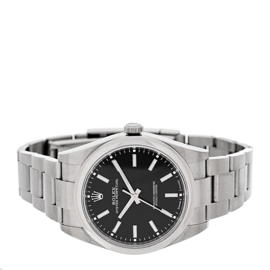 Stainless Steel 39mm Oyster Perpetual Watch Black 114300