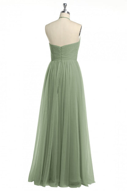 High Neck Backless A-Line Empire Tulle Prom Party Dress
