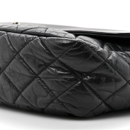 Aged Calfskin Quilted Easy Zip Flap Bag Black