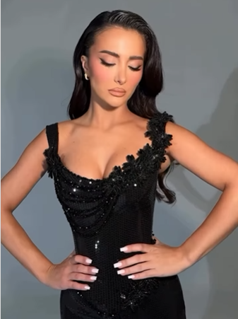 Black Sleeveless Spaghetti Straps sequins Long Prom Dress
