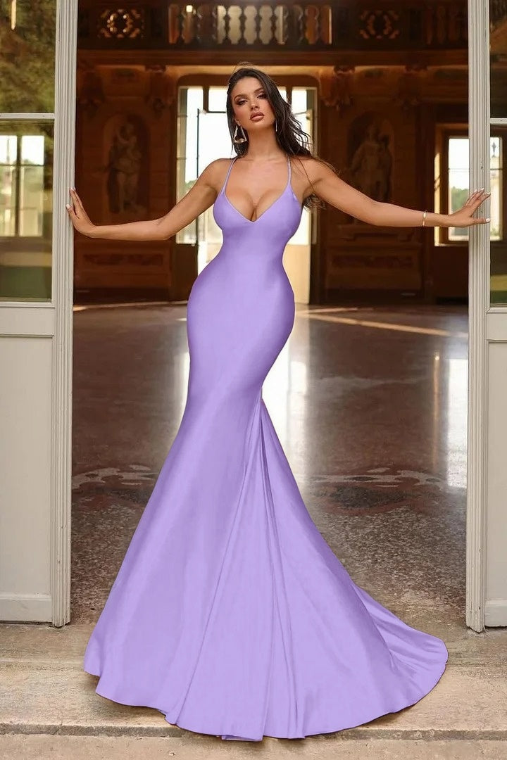 Sexy Yellow Spaghetti-straps Mermaid Long Prom Dress