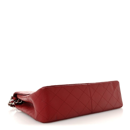 Caviar Quilted Jumbo Single Flap Dark Red