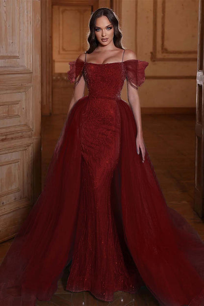 Off The Shoulder Mermaid Prom Dress Tulle Ruffles With Appliques