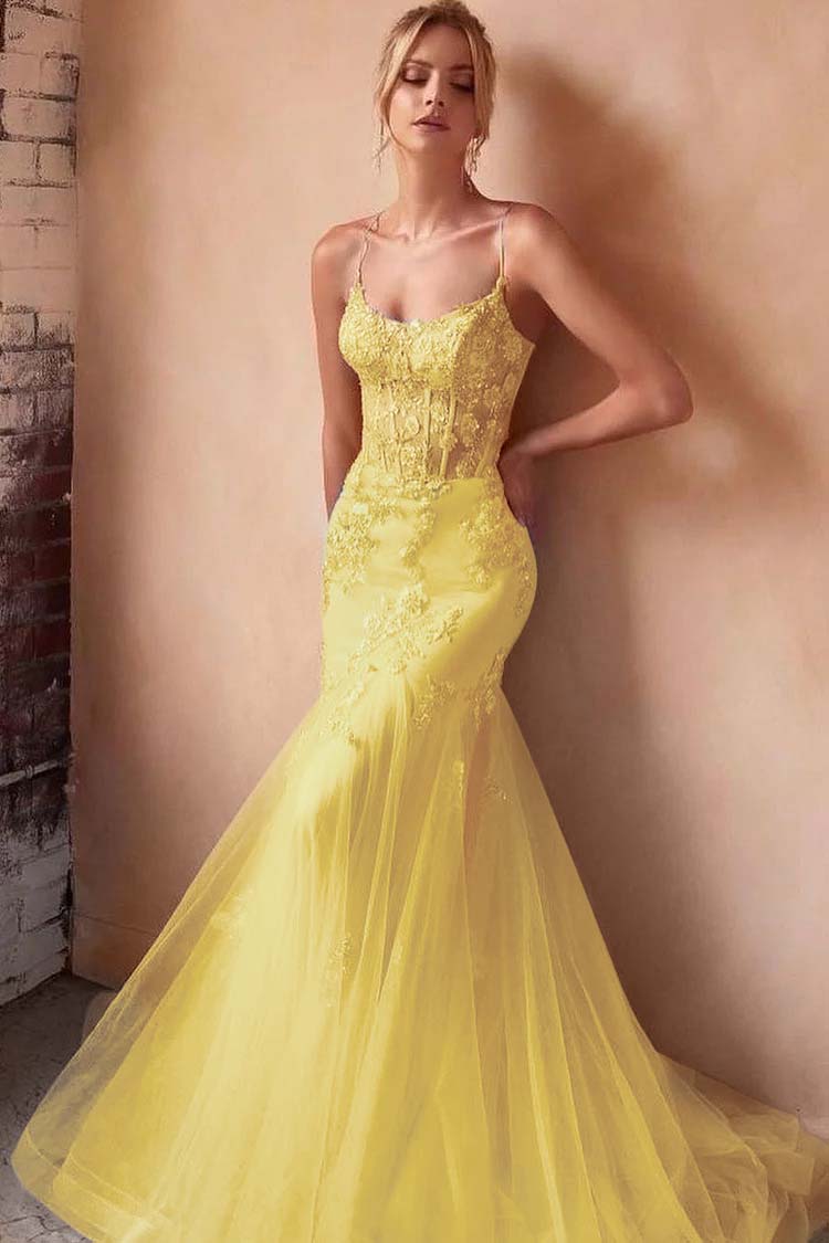 Baby Blue Sleeveless Spaghetti Strap Embroidery Mermaid Prom Dress