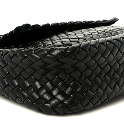 Nappa Intrecciato Small Cobble Messenger Bag Black