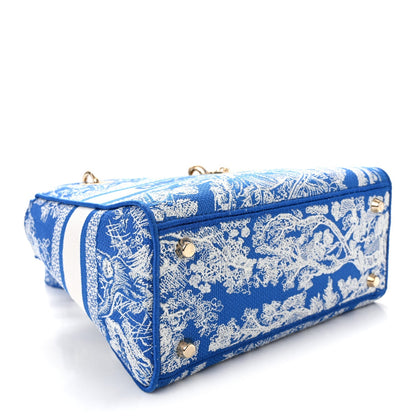 Canvas Toile De Jouy Reverse Embroidered Medium Lady D-Lite Fluorescent Blue