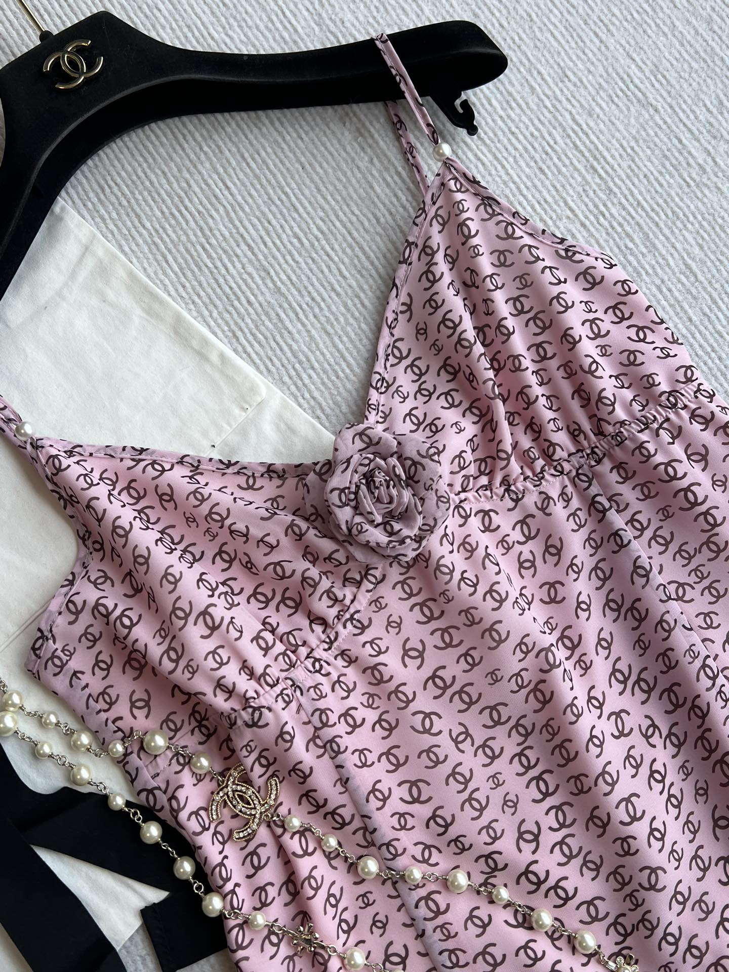 CC Suspender Dress Pink Polyester Linen