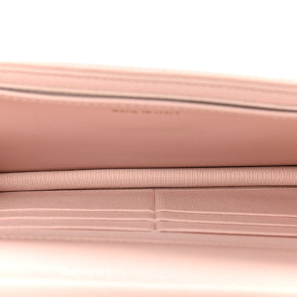 Caviar Quilted Crystal Enamel CC Wallet On Chain WOC Light Pink