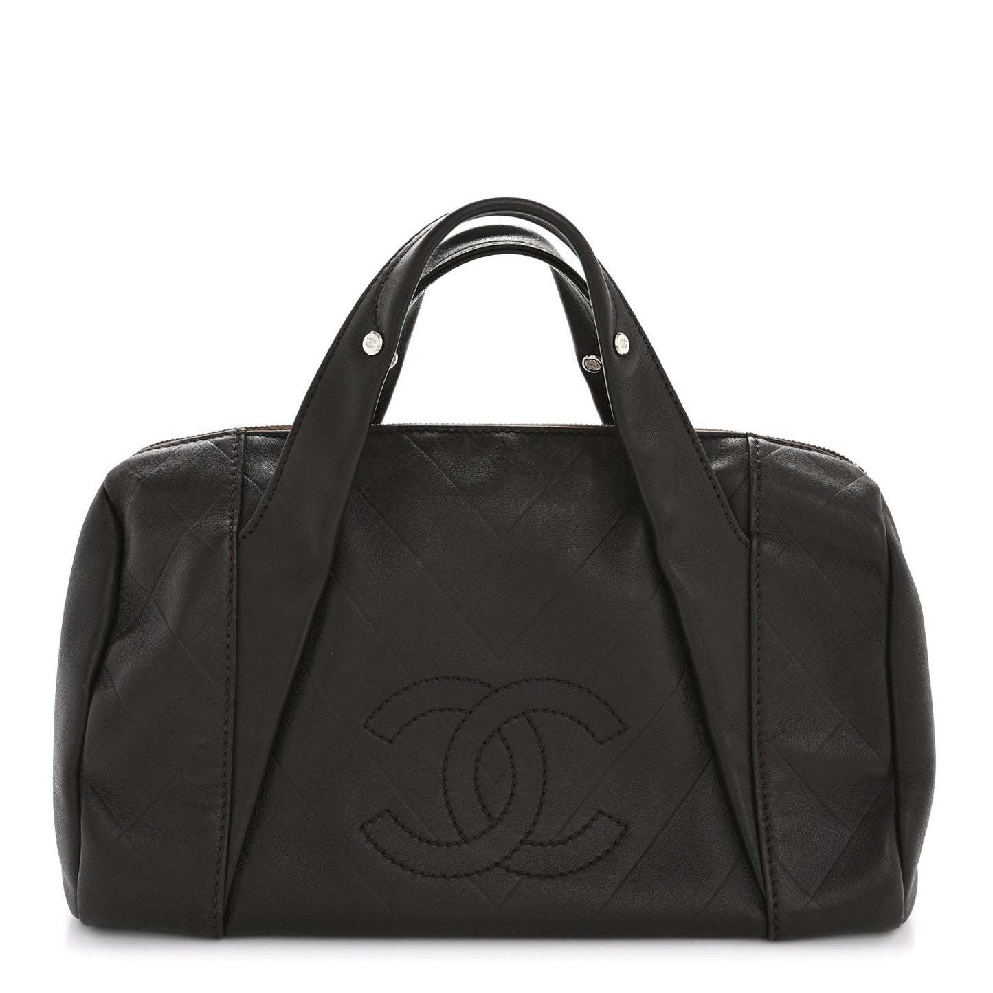 Calfskin Chevron CC All Day Long Boston Brown