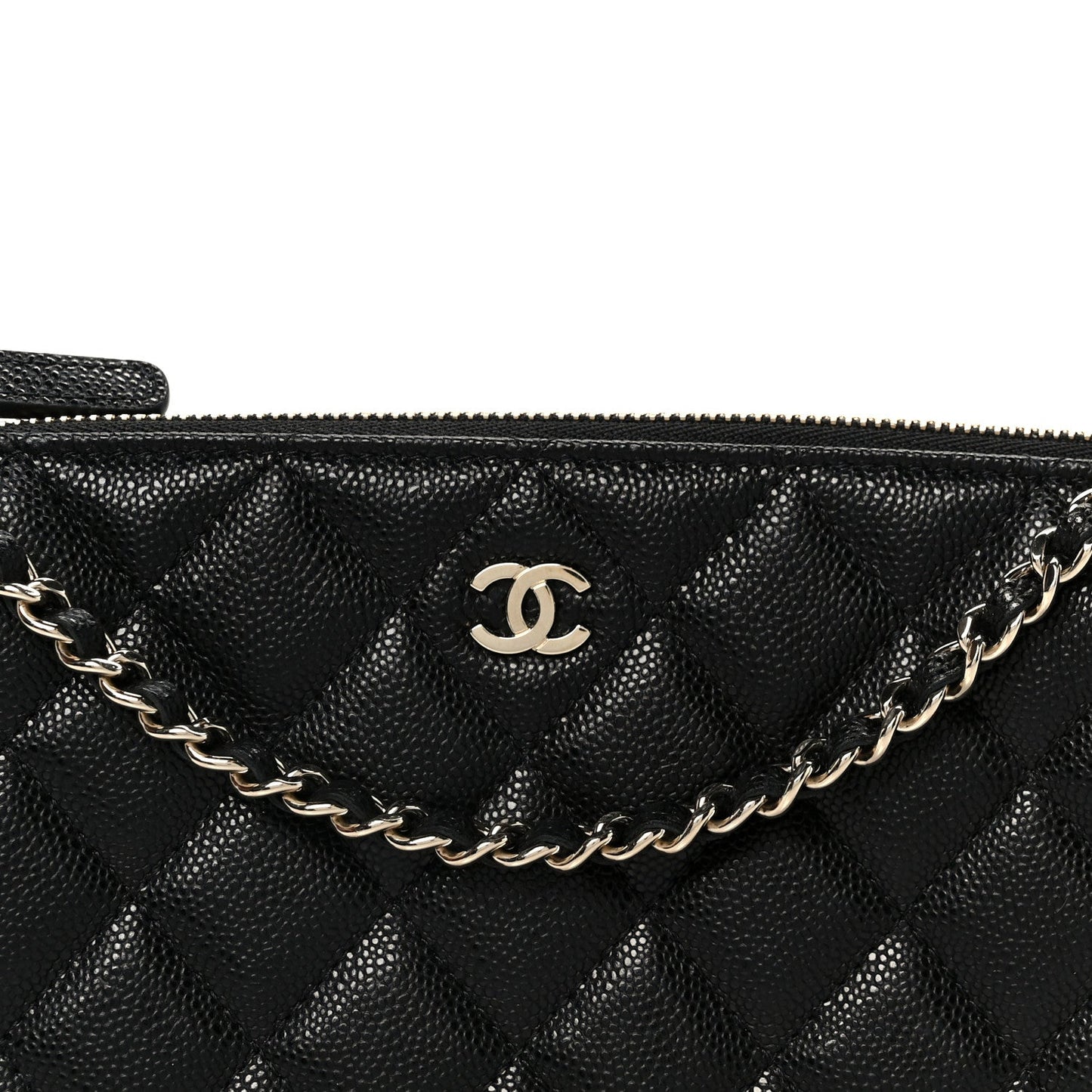 Caviar Quilted Purse With Chain Black