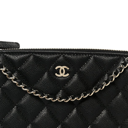 Caviar Quilted Purse With Chain Black