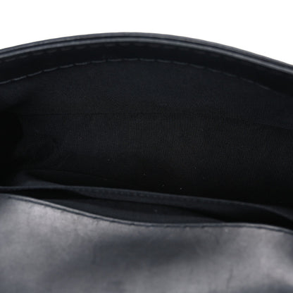 Calfskin Double Stitch Small Boy Flap Black