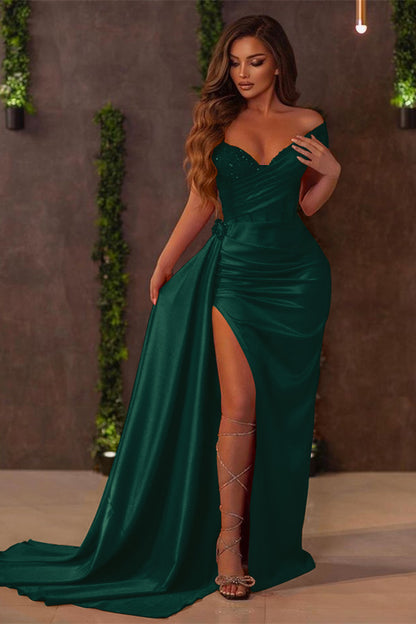 Red Long Ruffle Mermaid Slit Prom Dress Sequins With Sweetheart ED0058