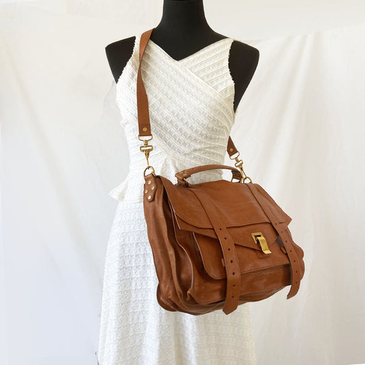 Proenza Schouler  Saddle Brown Leather Large PS1 Satchel Bag