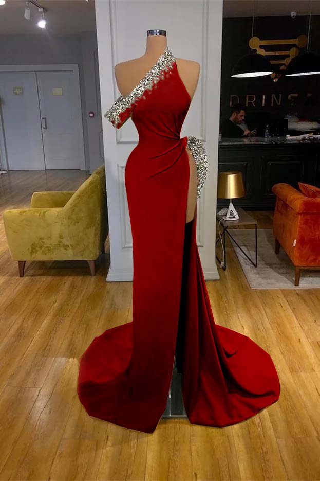 Mermaid Beadings Glorious Prom Dress Off-The-Shoulder With Slit