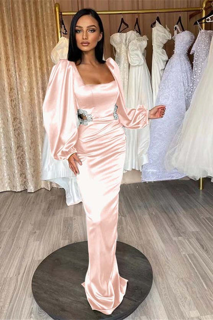 Glamorous Long Puff Sleeves Mermaid Prom Dress With Appliques