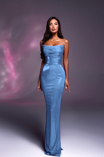 Fuchsia Strapless Long Prom Dress Mermaid Sleeveless