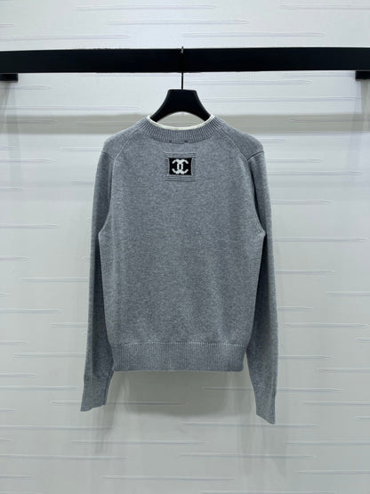 CC 26s Crew Neck Color-Blocked Faux Two-Piece Sweater Cashemere 344154