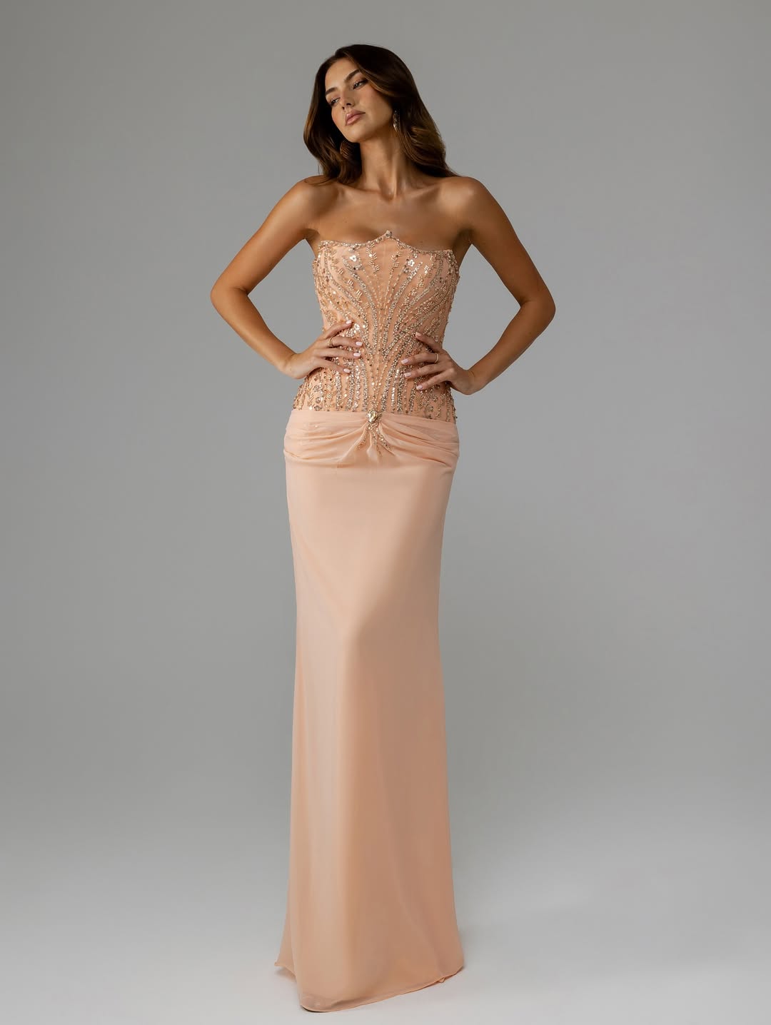 Elegant Sleeveless Satin Square Strapless Mermaid Prom Dress With Beads