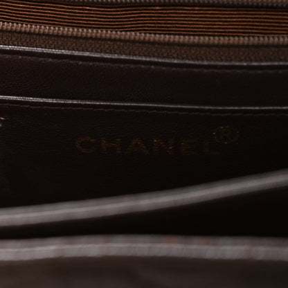 Caviar Quilted Medium Kelly Flap Brown