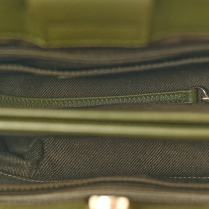 Grained Calfskin Mini Neo Executive Shopper Tote Khaki
