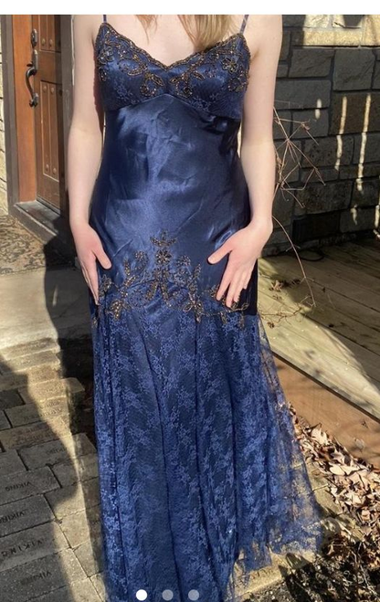 Vintage Spaghetti Straps Lace Beaded Satin Prom Dress Evening Dress SH1162