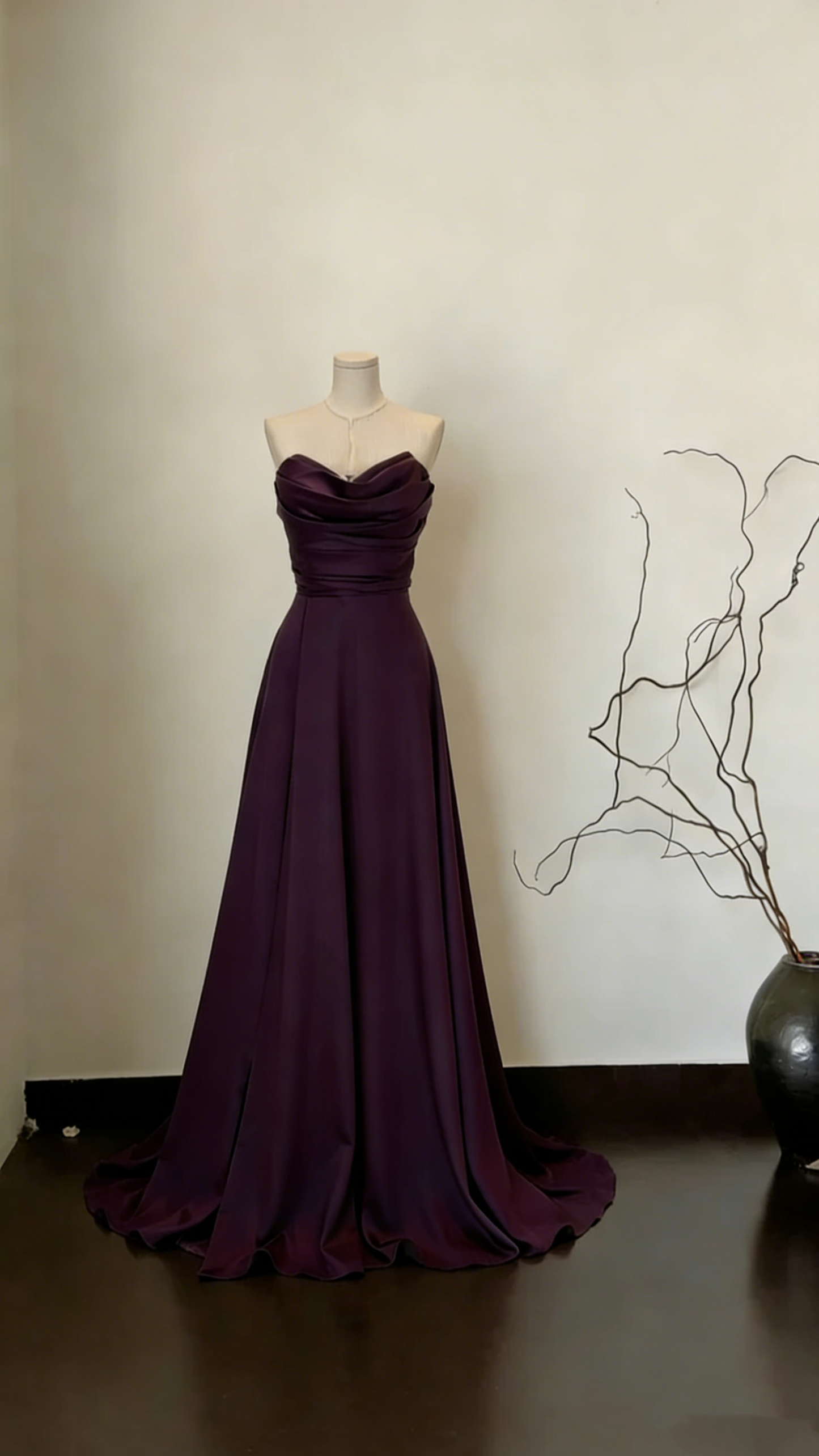 Stylish Sage Green Strapless Satin A Line Long Wedding Guest Dress Formal Party Dress SP1551