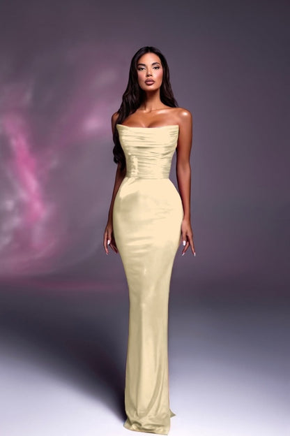 Fuchsia Strapless Long Prom Dress Mermaid Sleeveless