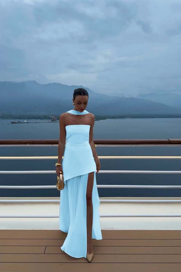 White Square Sleeveless Beautiful Prom Dress