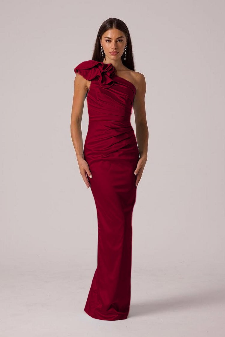 Elegant Sleeveless Mermaid One Shoulder Long Prom Dress
