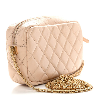 Aged Calfskin Quilted Mini Reissue Camera Case Beige Clair