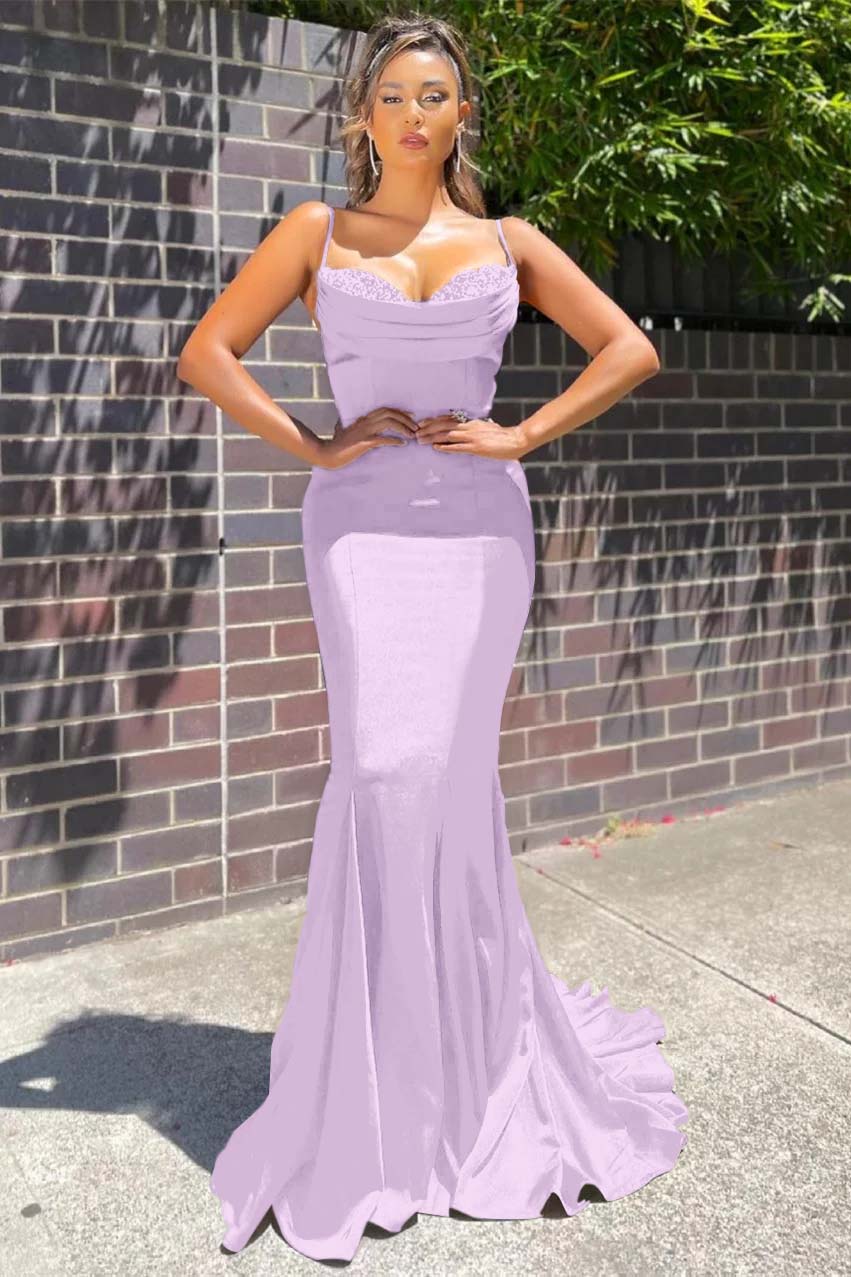 Long Spaghetti-Straps Mermaid Prom Dress